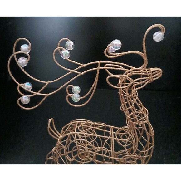 Metal Wire Reindeer 11" Seasonal Christmas Decoration Gold & Glitter Holiday - Picture 10 of 11